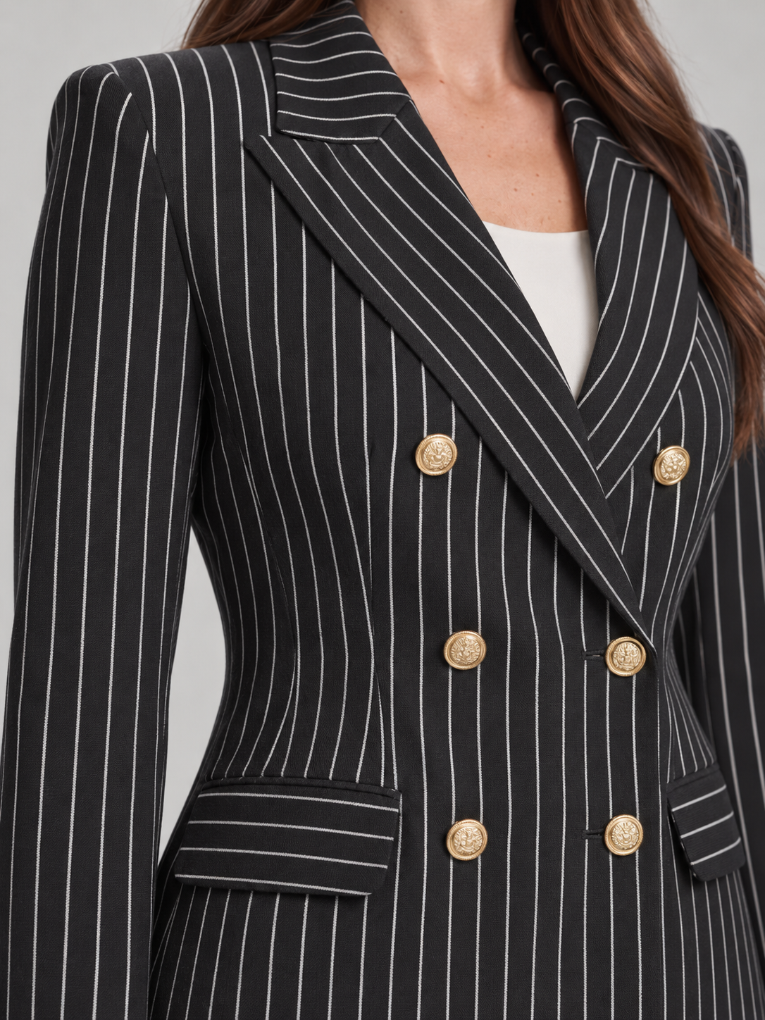 Loovay Doreline Krijtstreep Blazerpak met Wide Leg Broek