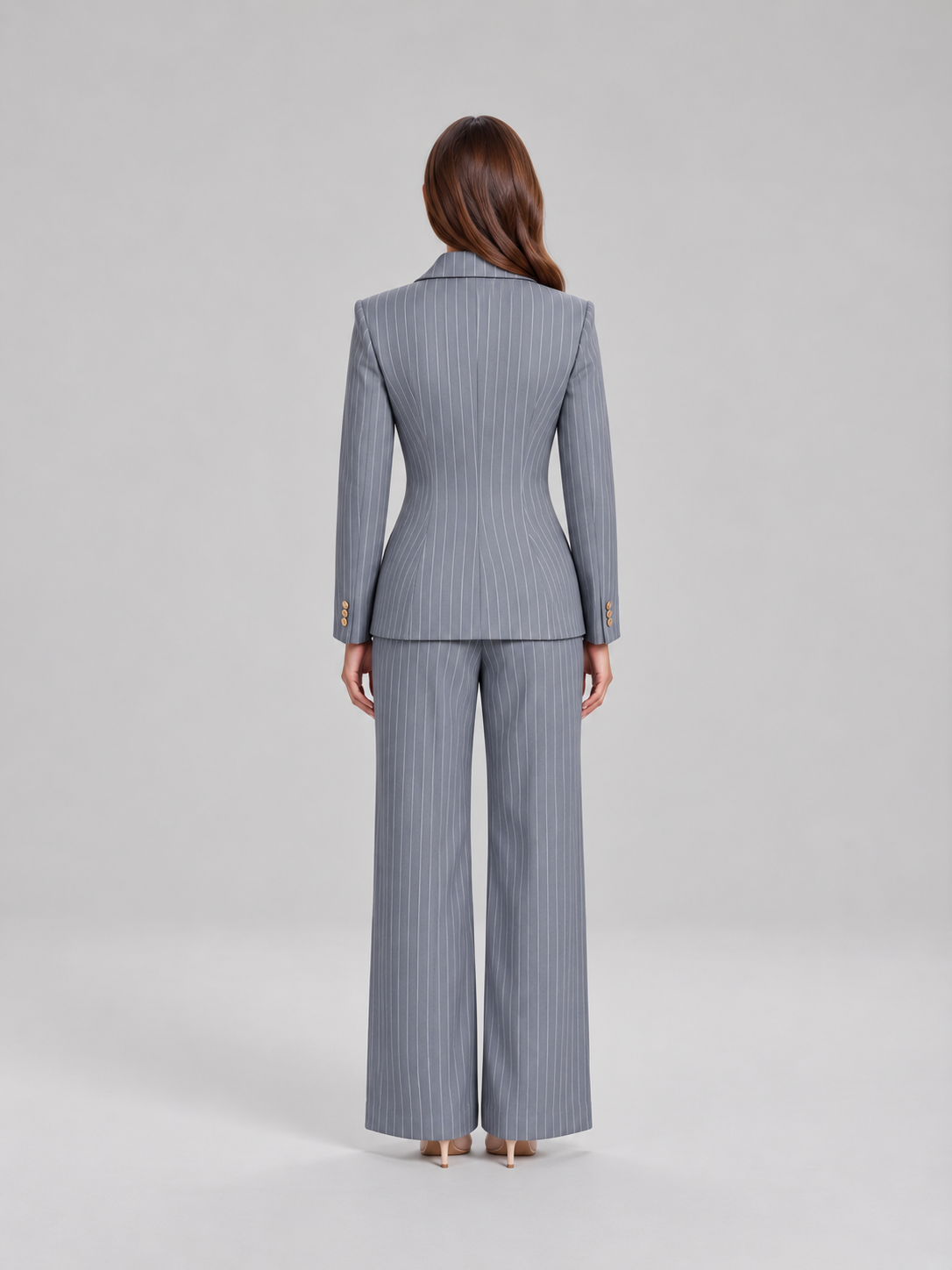 Loovay Doreline Krijtstreep Blazerpak met Wide Leg Broek