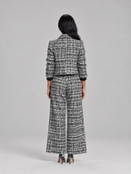 Loovay Rovielle Geruite Tweed Feestset met Wide Leg Broek