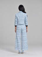 Loovay Rovielle Geruite Tweed Feestset met Wide Leg Broek