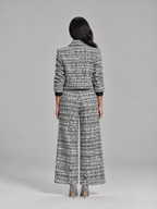 Loovay Rovielle Geruite Tweed Feestset met Wide Leg Broek