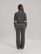 Loovay Vionelle Loungewear Set met Sweater en Wide Leg Broek