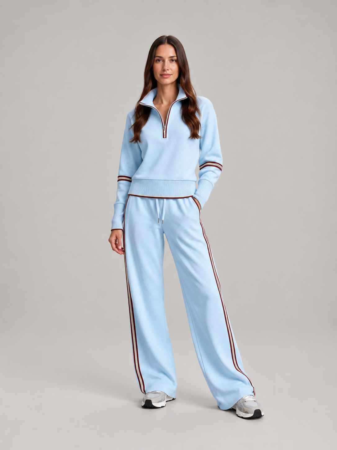 Loovay Vionelle Loungewear Set met Sweater en Wide Leg Broek