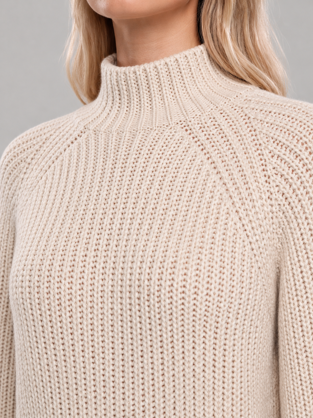 Loovay Tavienne Gebreide Coltrui Jurk met Pofmouwen