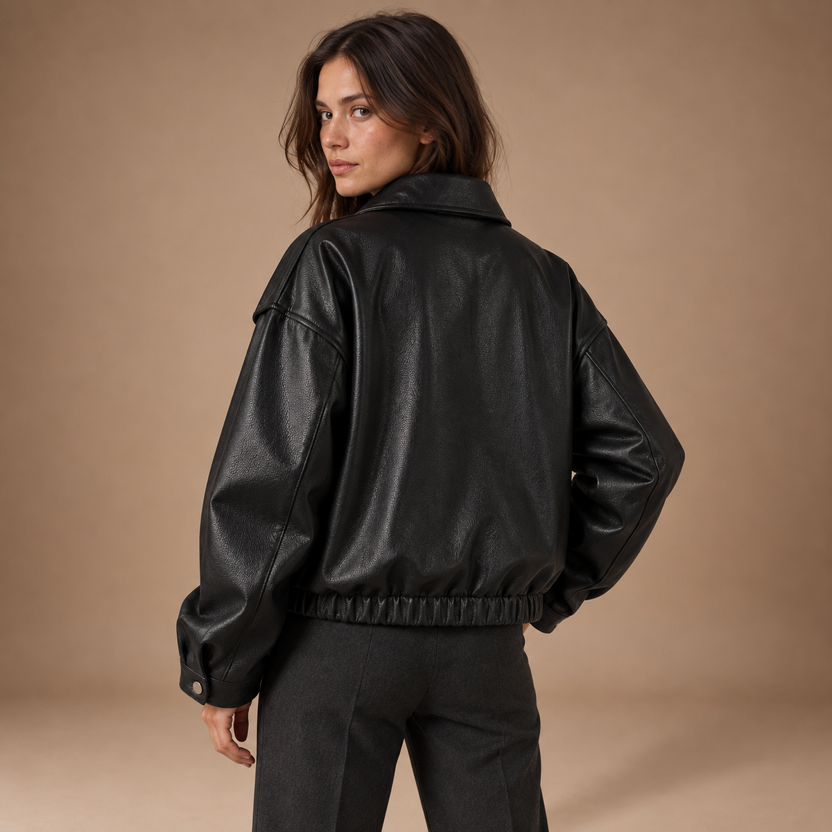 Loovay Soreva Oversized PU Lederlook Jas
