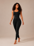Loovay Flexora Aansluitende Dames Jumpsuit, Geribde Stretch