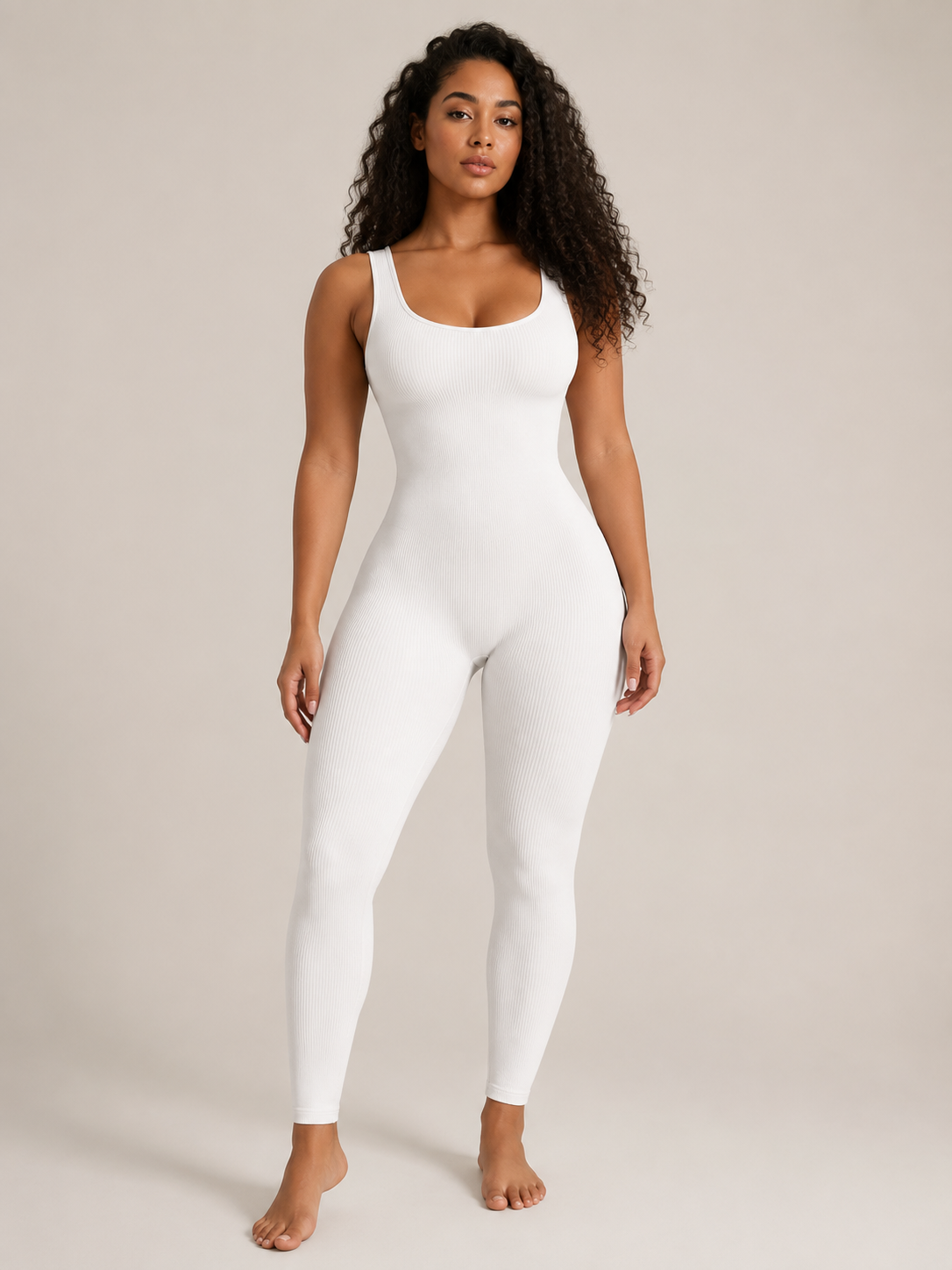 Loovay Flexora Aansluitende Dames Jumpsuit, Geribde Stretch