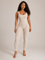 Loovay Flexora Aansluitende Dames Jumpsuit, Geribde Stretch