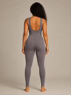 Loovay Flexora Aansluitende Dames Jumpsuit, Geribde Stretch
