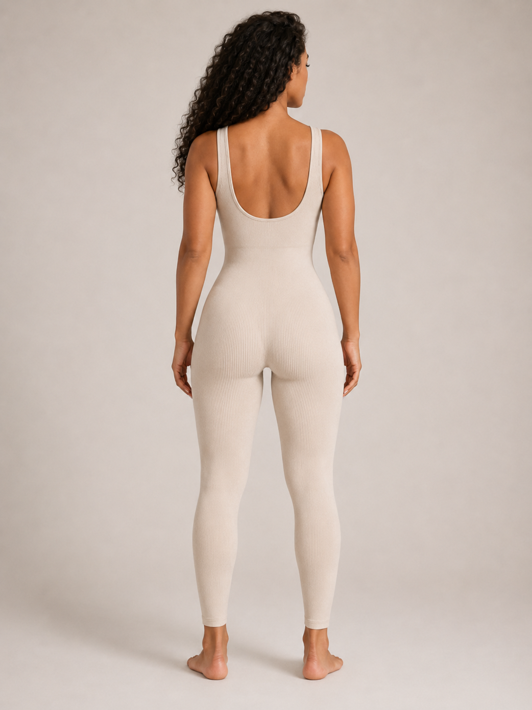 Loovay Flexora Aansluitende Dames Jumpsuit, Geribde Stretch