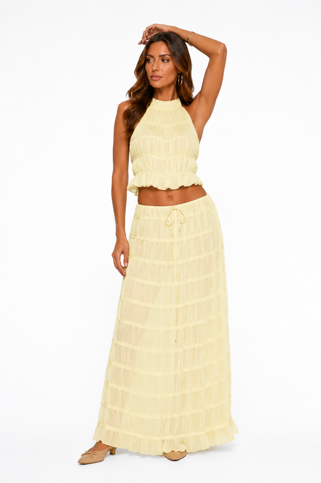 Loovay Auréline Set, Halter Maxi Elegantie
