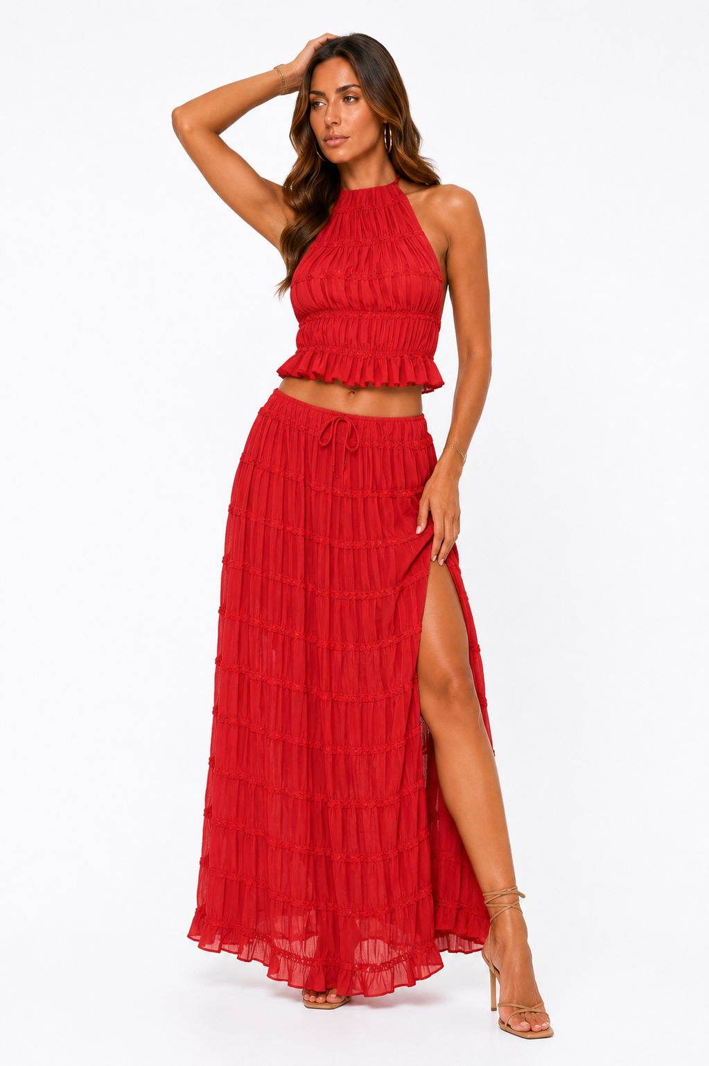 Loovay Auréline Set, Halter Maxi Elegantie