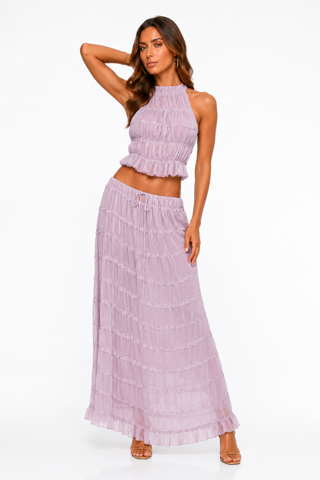 Loovay Auréline Set, Halter Maxi Elegantie