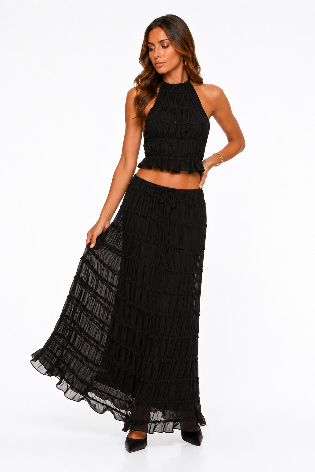 Loovay Auréline Set, Halter Maxi Elegantie