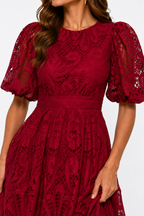 Loovay Roseline Jurk, Broderie Midi Elegantie