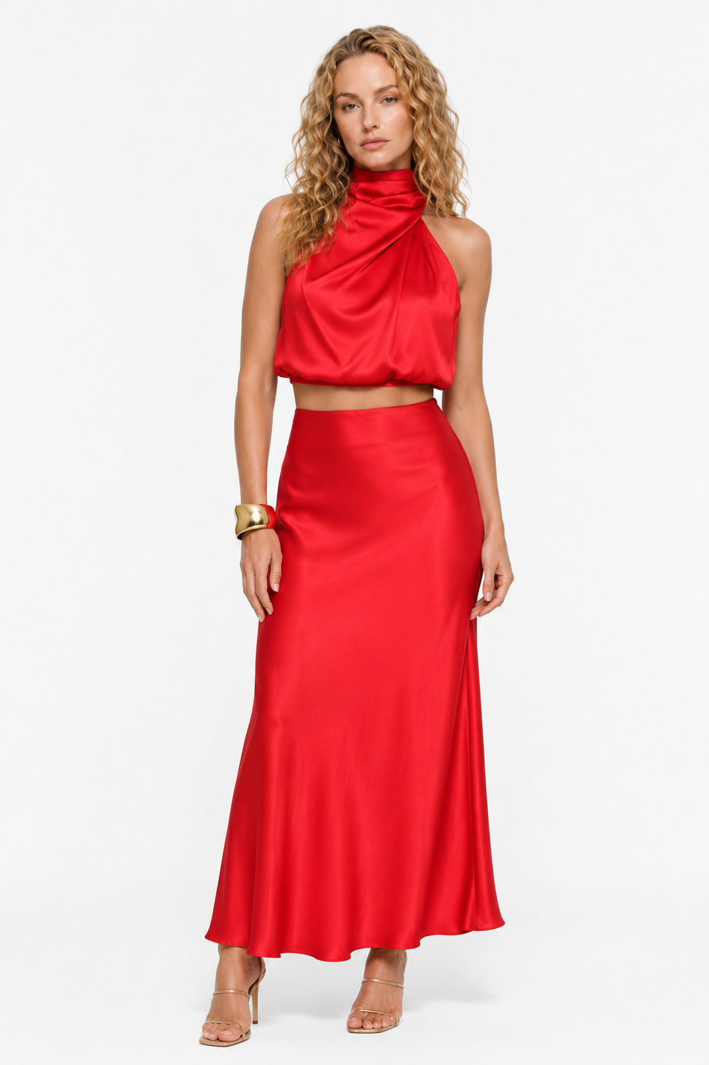Loovay Seralya Two Piece Set, Satijnen Halterdesign