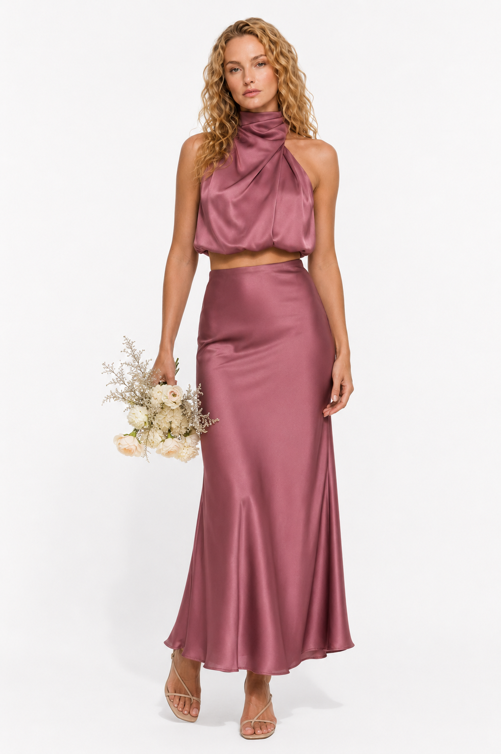 Loovay Seralya Two Piece Set, Satijnen Halterdesign