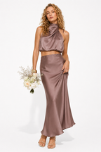 Loovay Seralya Two Piece Set, Satijnen Halterdesign