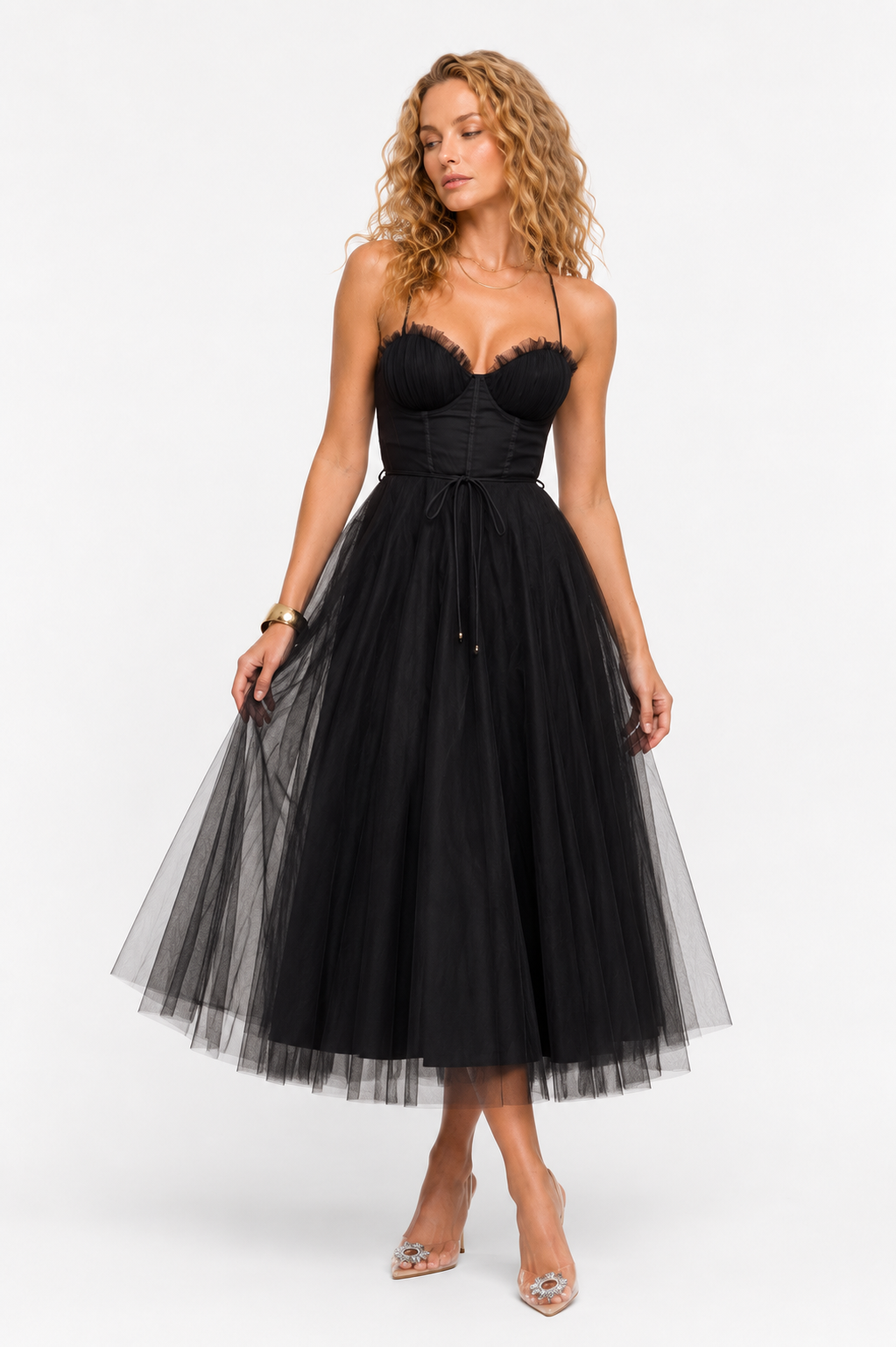 Loovay Elanora Maxi Jurk, Tule Korsetdesign