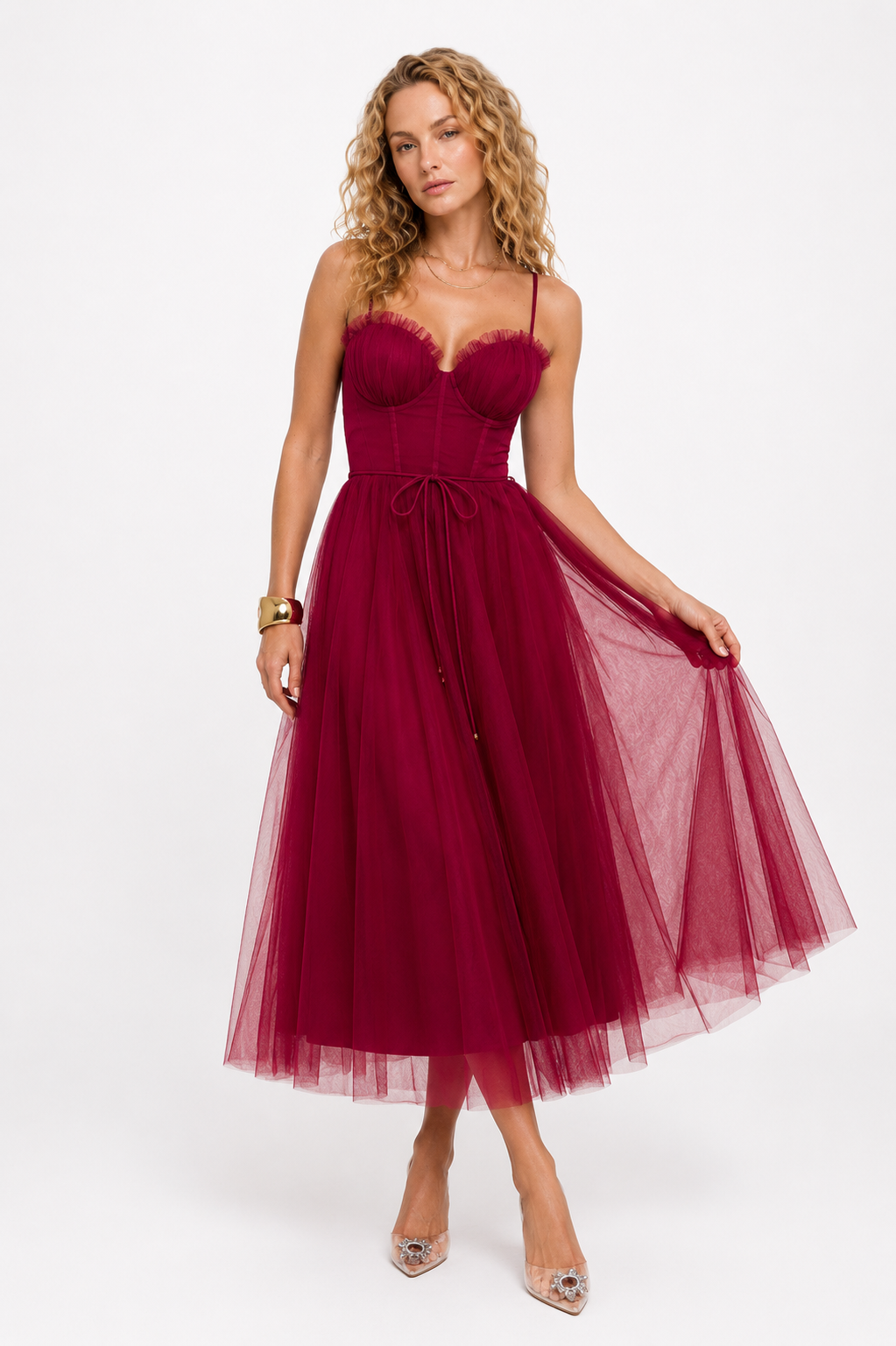 Loovay Elanora Maxi Jurk, Tule Korsetdesign