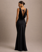 Loovay Veloura Maxi-jurk met Watervalhals en Open Rug