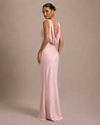 Loovay Veloura Maxi-jurk met Watervalhals en Open Rug