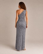 Loovay Noctelle One-Shoulder Pailletten Maxi-jurk met Split