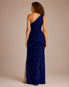 Loovay Noctelle One-Shoulder Pailletten Maxi-jurk met Split