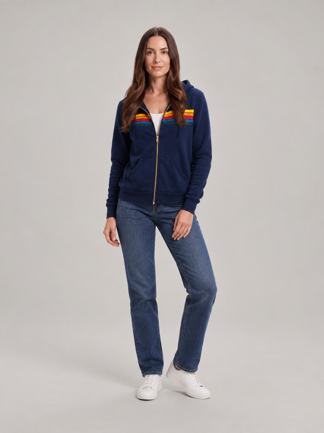 Loovay Vianne Dames Vest met Capuchon en Kleurrijke Strepen
