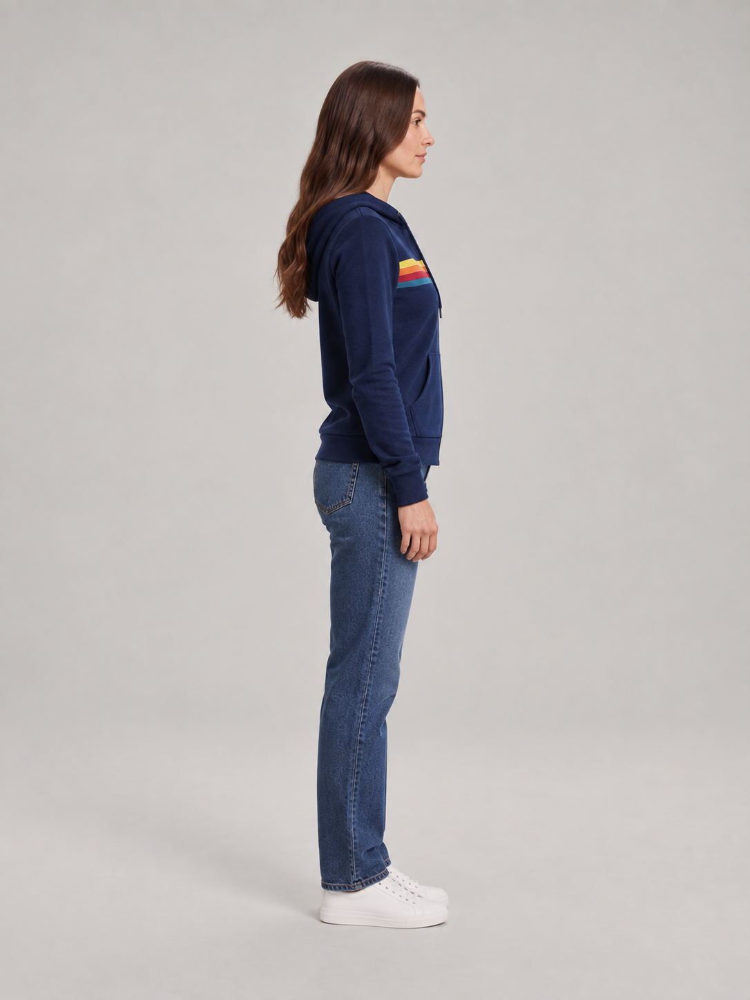 Loovay Vianne Dames Vest met Capuchon en Kleurrijke Strepen