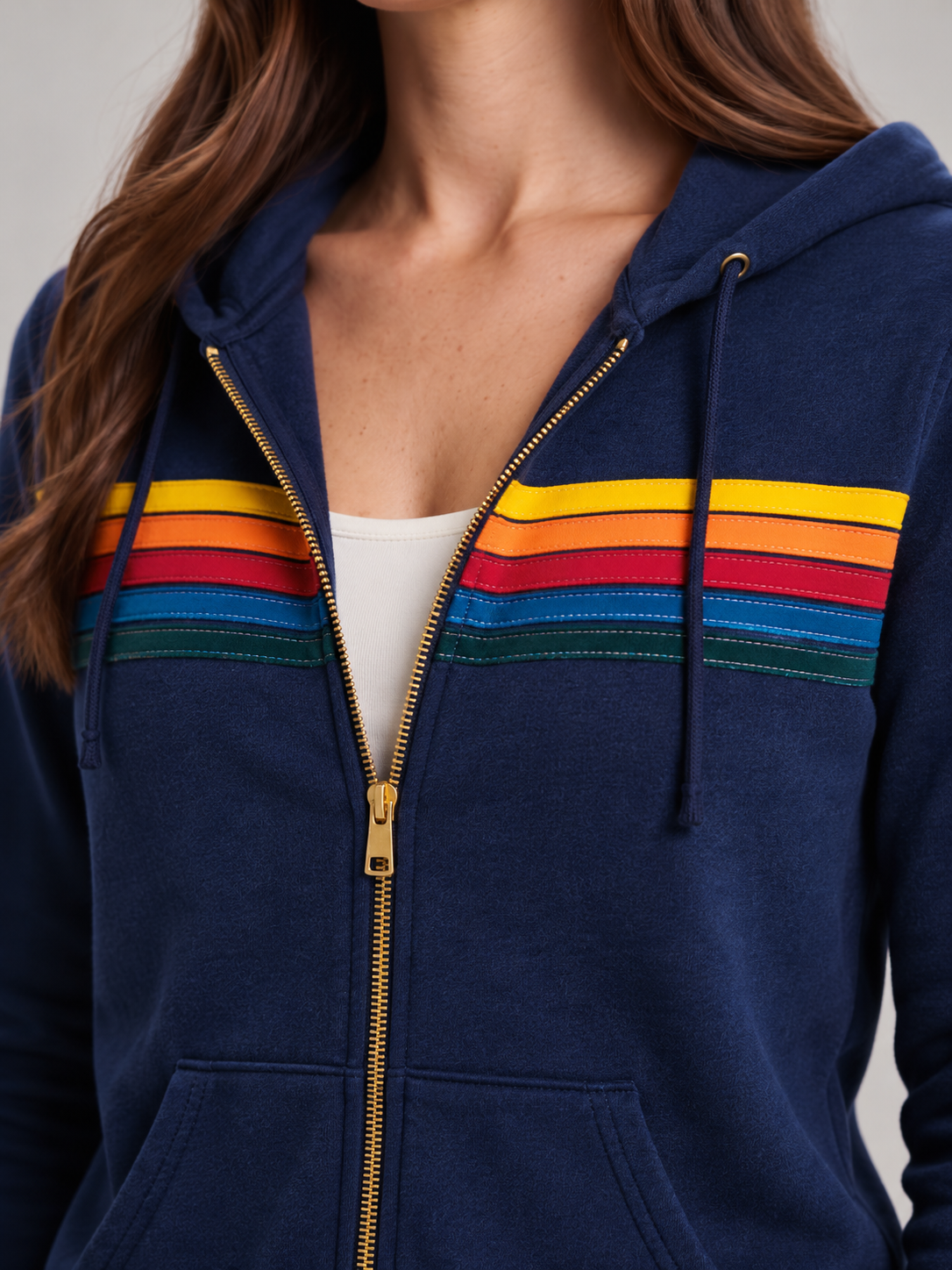 Loovay Vianne Dames Vest met Capuchon en Kleurrijke Strepen