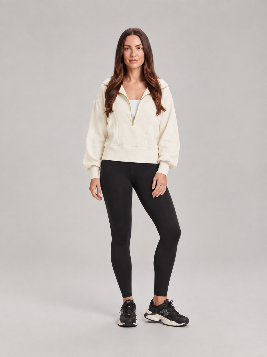 Loovay Nivara Sweater met Hoge Kraag en Halve Rits