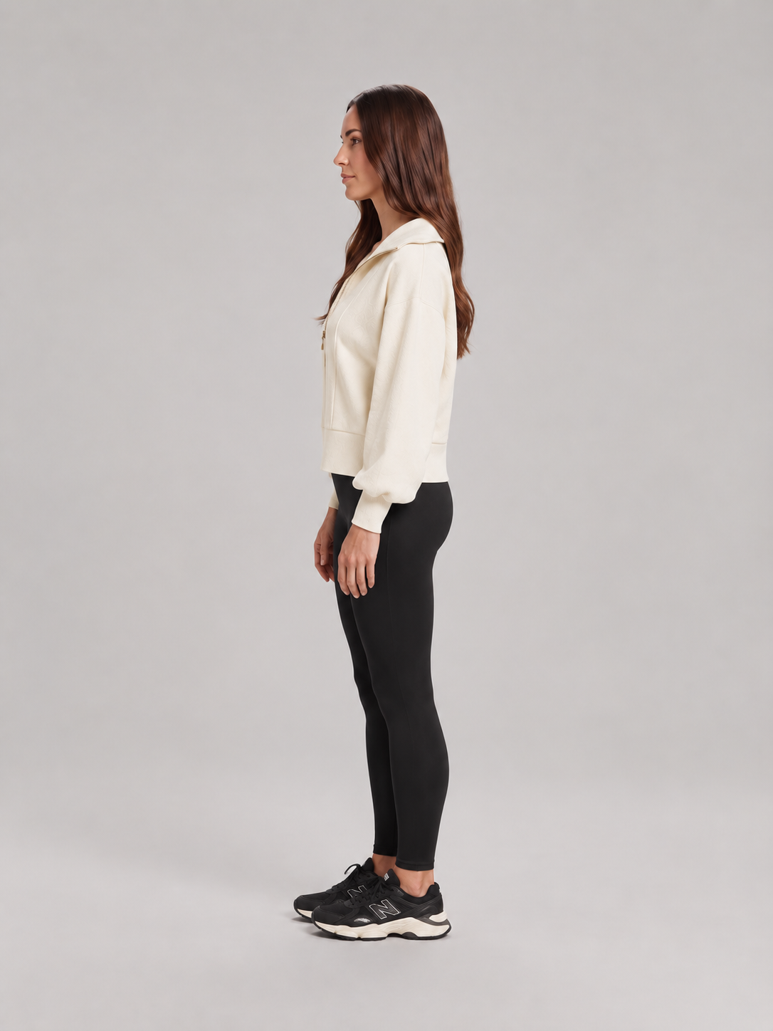 Loovay Nivara Sweater met Hoge Kraag en Halve Rits