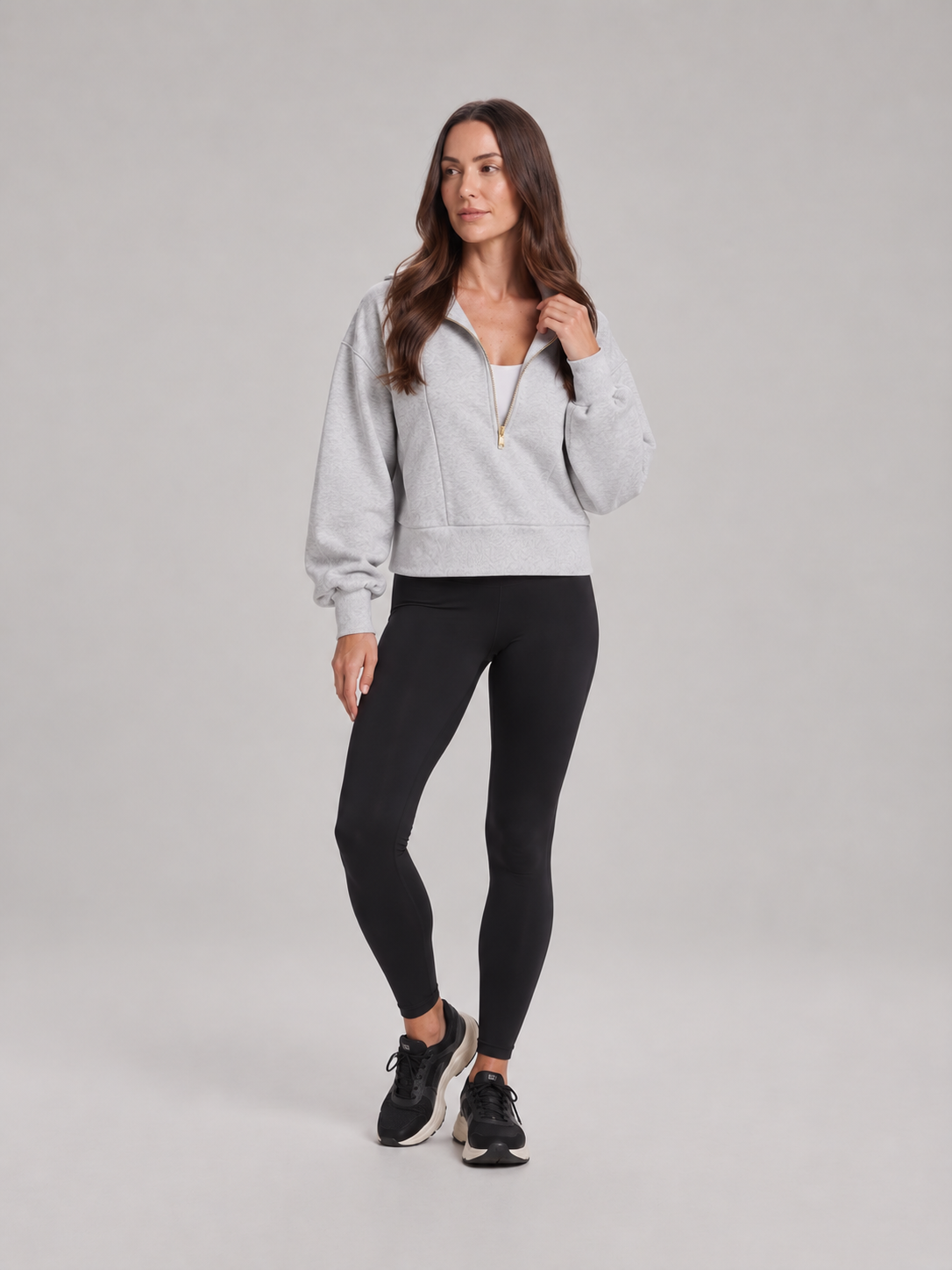 Loovay Nivara Sweater met Hoge Kraag en Halve Rits