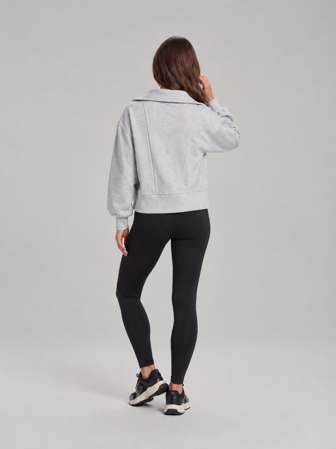 Loovay Nivara Sweater met Hoge Kraag en Halve Rits