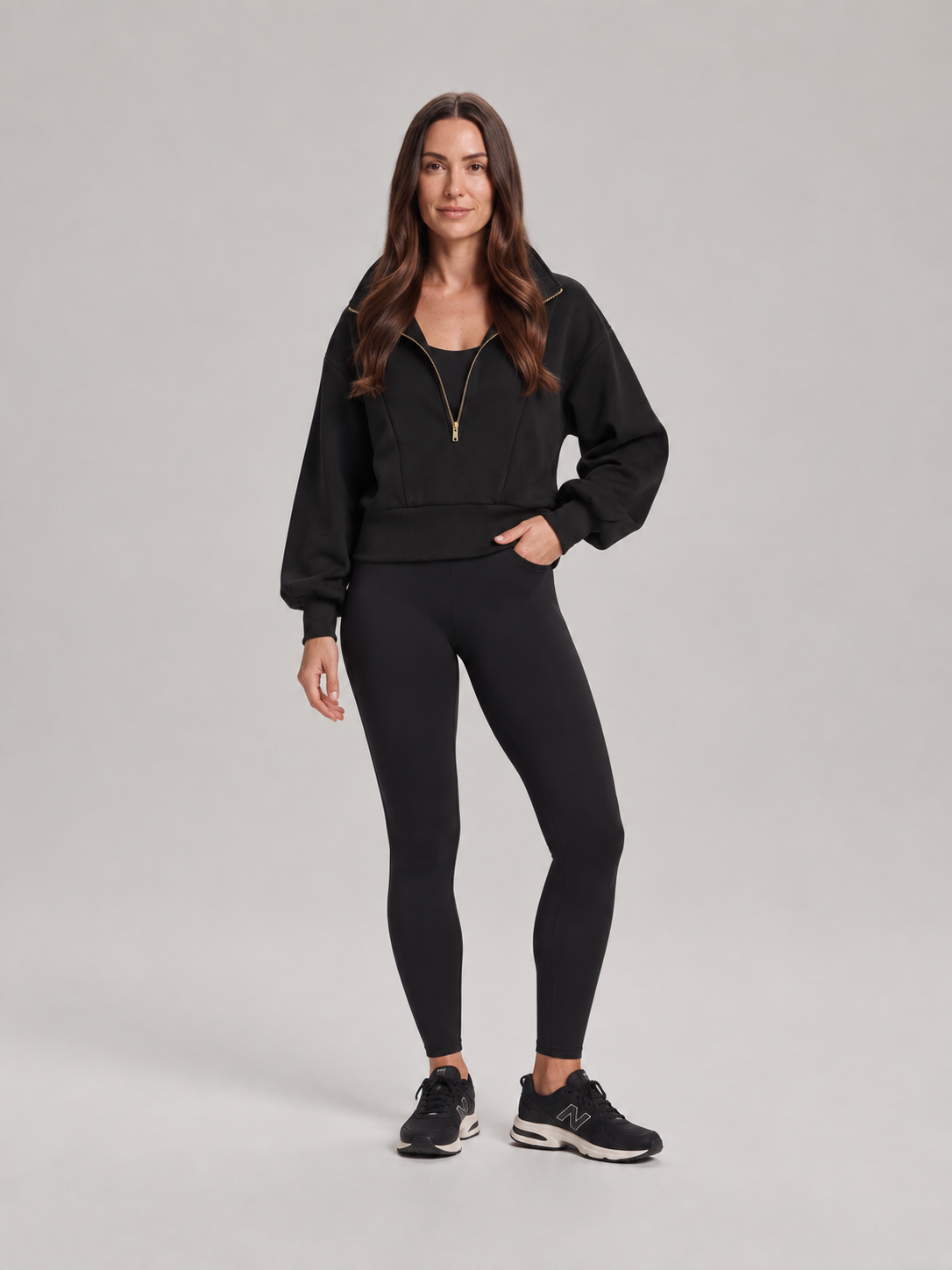 Loovay Nivara Sweater met Hoge Kraag en Halve Rits