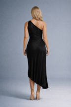 Loovay Auralis Jurk, One-Shoulder Jurk met Plooien