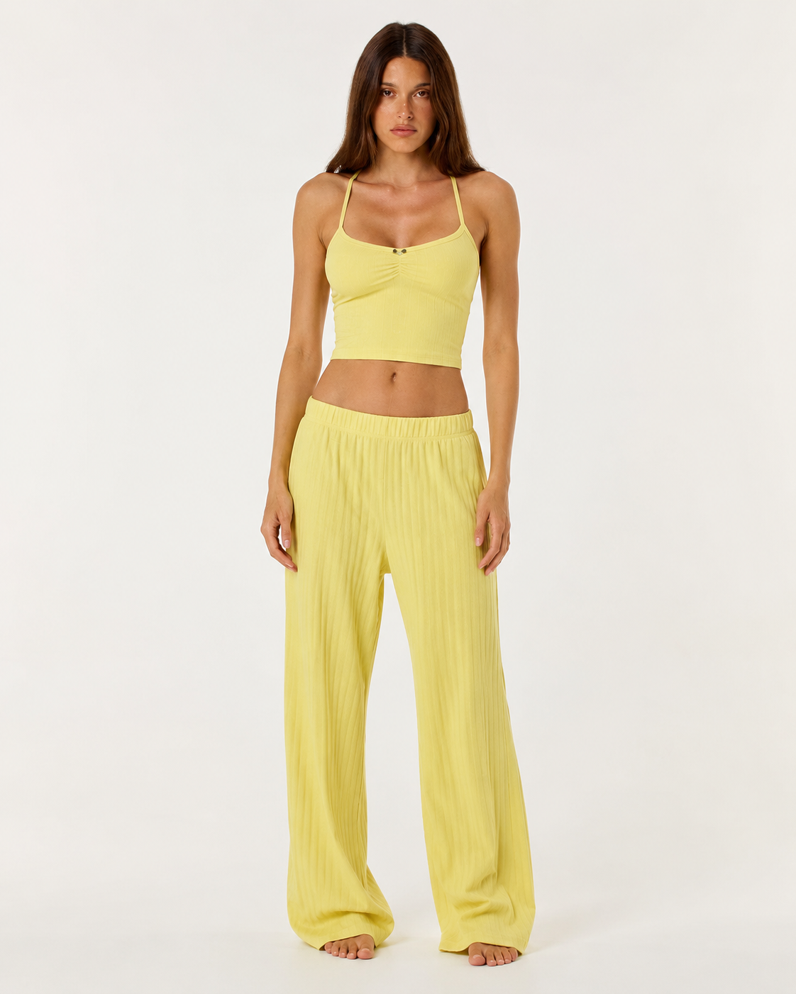 Loovay Tricotelle Gebreide Loungeset met Wijde Broek