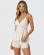 Loovay Florivane Pyjamaset met Bloemenprint en Kant
