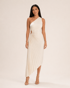 Loovay Auralis Jurk, One-Shoulder Jurk met Plooien