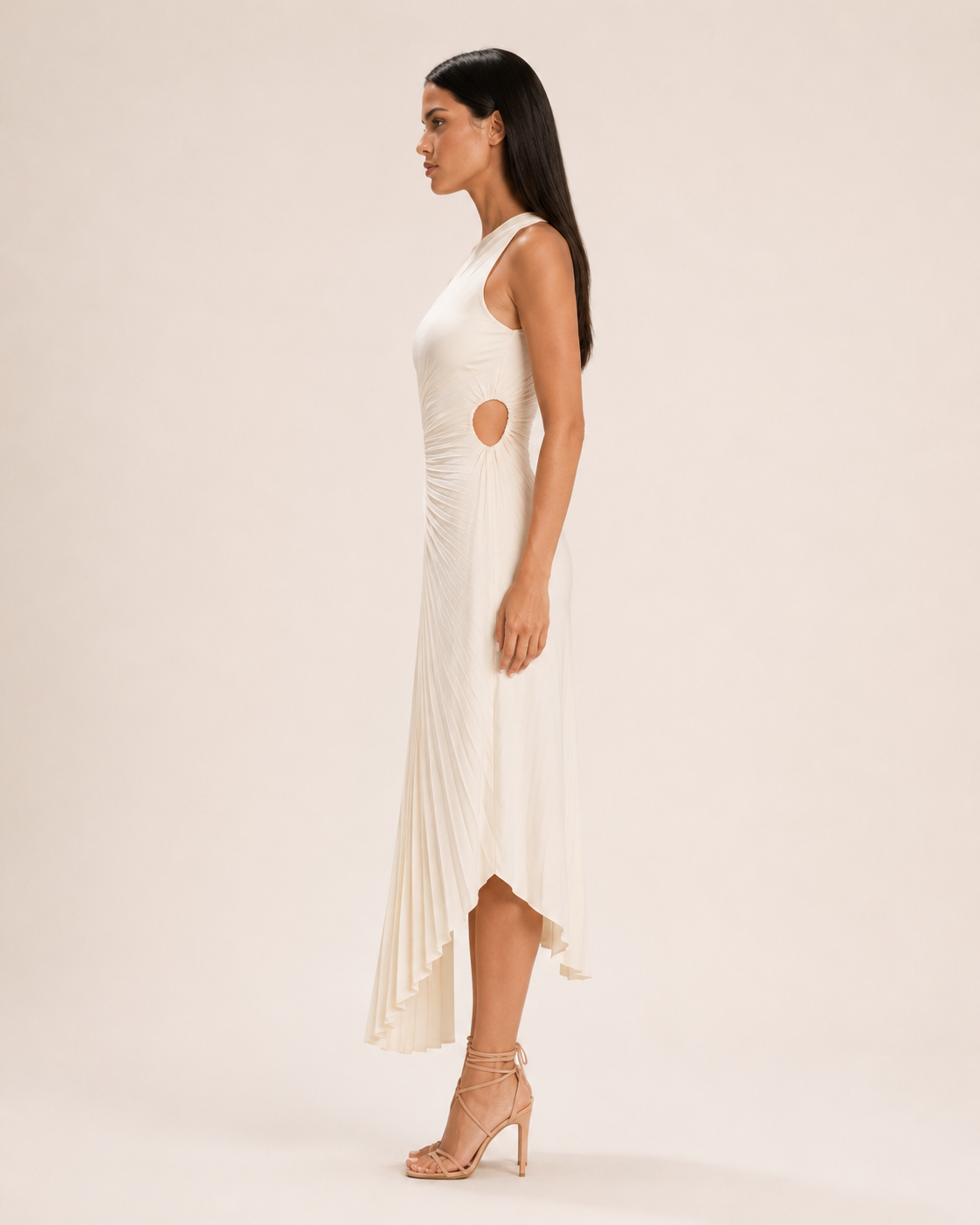 Loovay Auralis Jurk, One-Shoulder Jurk met Plooien