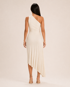 Loovay Auralis Jurk, One-Shoulder Jurk met Plooien
