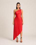 Loovay Auralis Jurk, One-Shoulder Jurk met Plooien