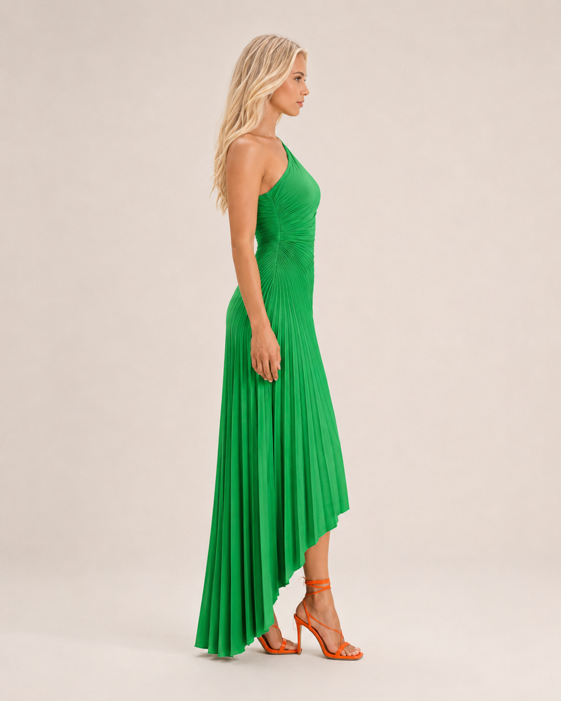 Loovay Auralis Jurk, One-Shoulder Jurk met Plooien