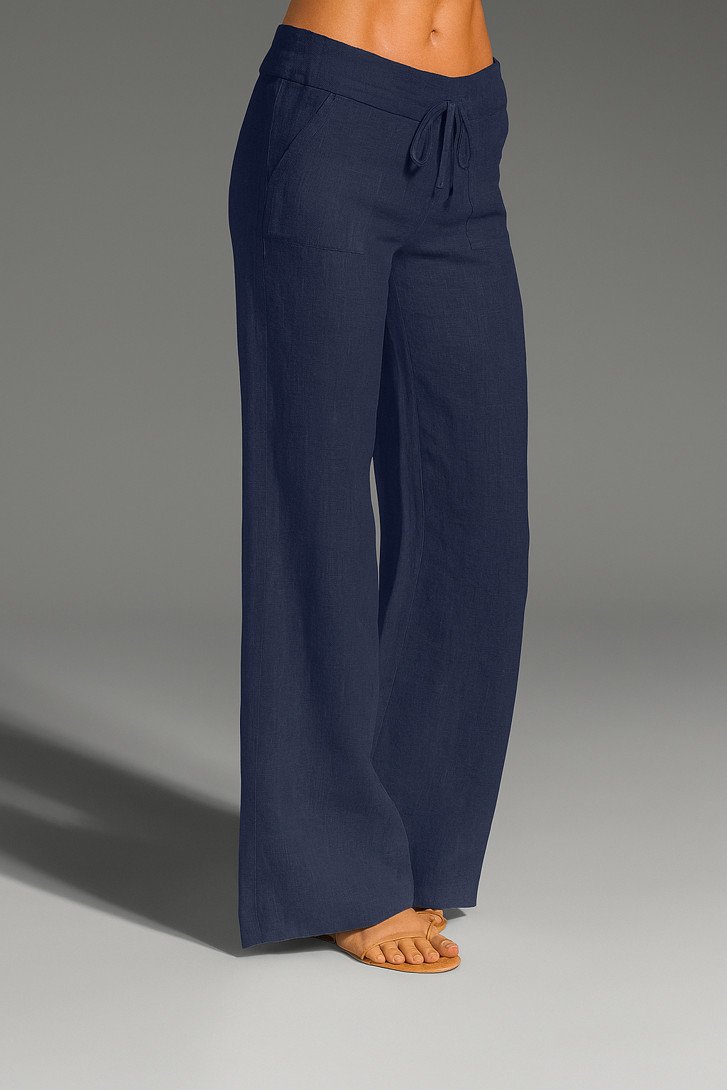 Loovay Linvera Broek, Linnenmix Trekkoord Design