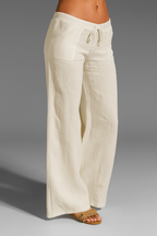 Loovay Linvera Broek, Linnenmix Trekkoord Design