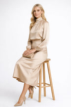 Loovay Solvienne Jurk, Satijnlook Midi Design