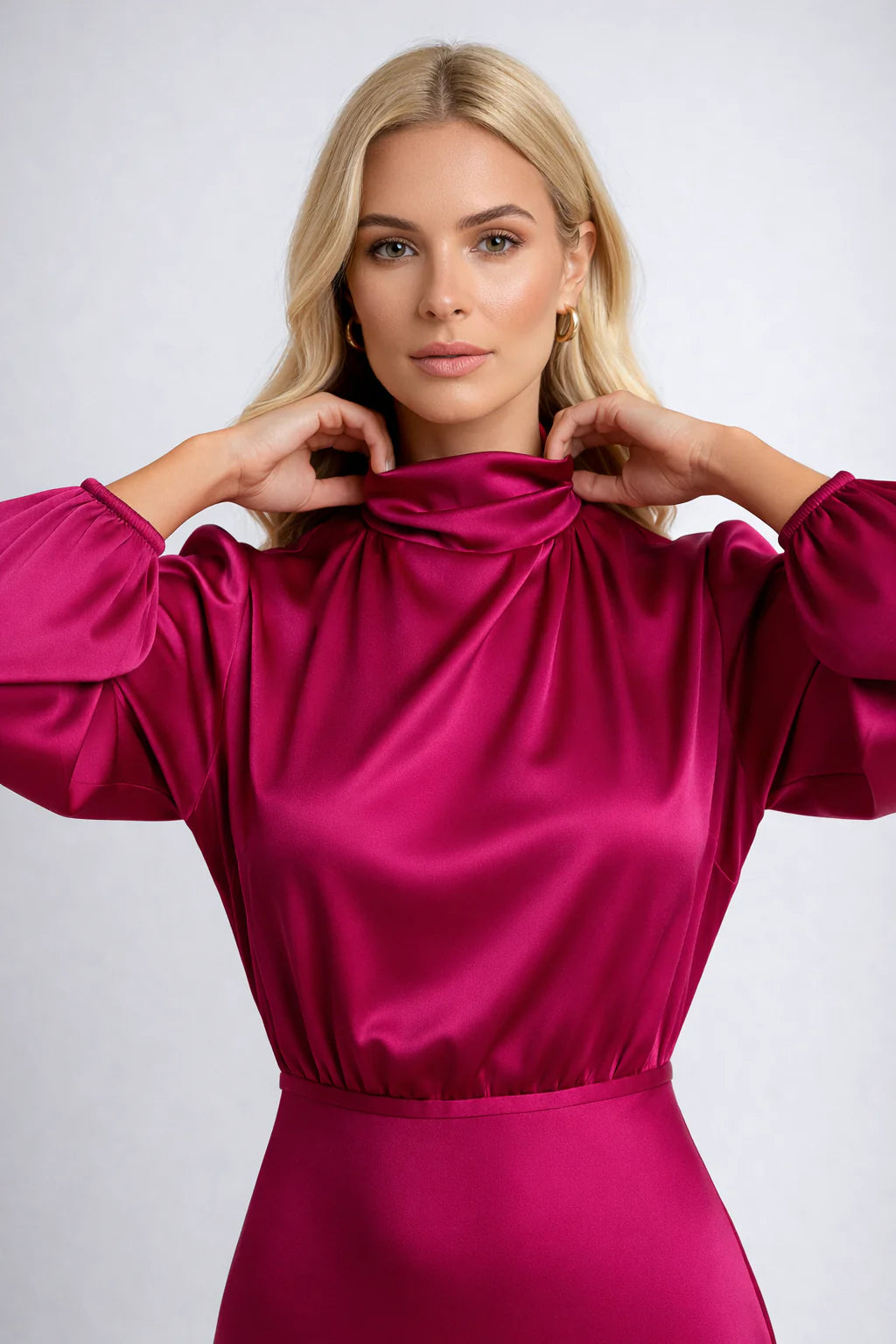 Loovay Solvienne Jurk, Satijnlook Midi Design