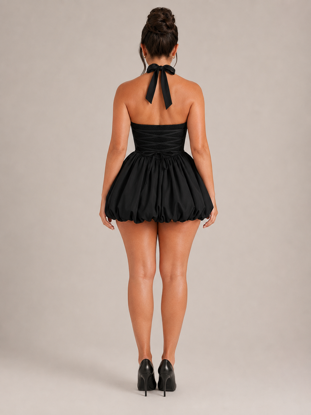 Loovay Lunessa Jurk, Glitter Mini Jurk met Ballonrok