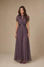 Loovay Vionelle Chiffon Maxi-jurk met Kanten Details